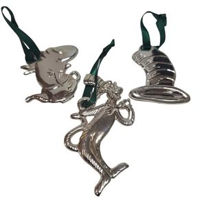 Dr Seuss Cat in the Hat Silver Plated Ornaments set of 3